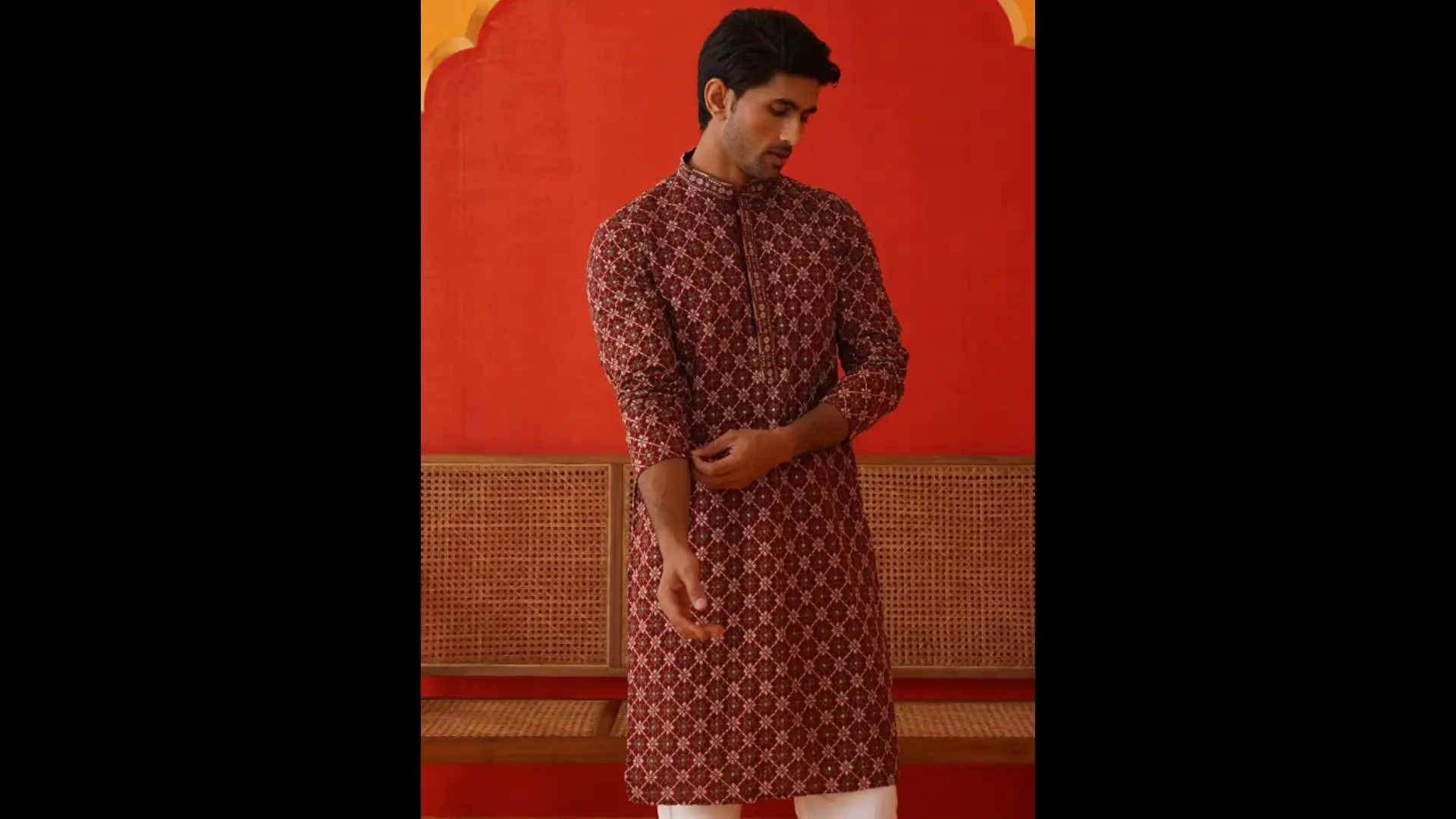 Image for Jompers-MenGeometricEmbroideredSequinnedKurta
