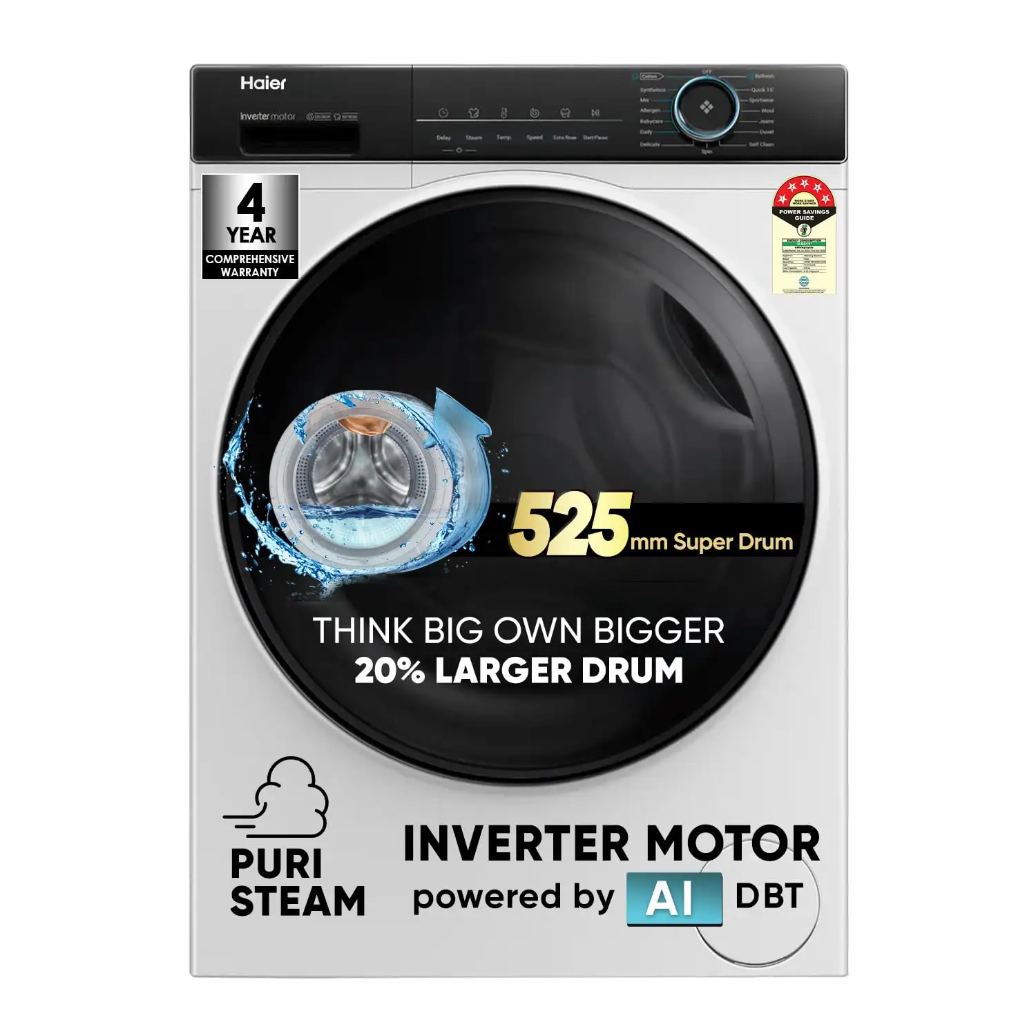 Image for Haier8kg5Star%2CInverterMotorwithIn-BuiltHeaterFullyAutomaticFrontLoadWasher