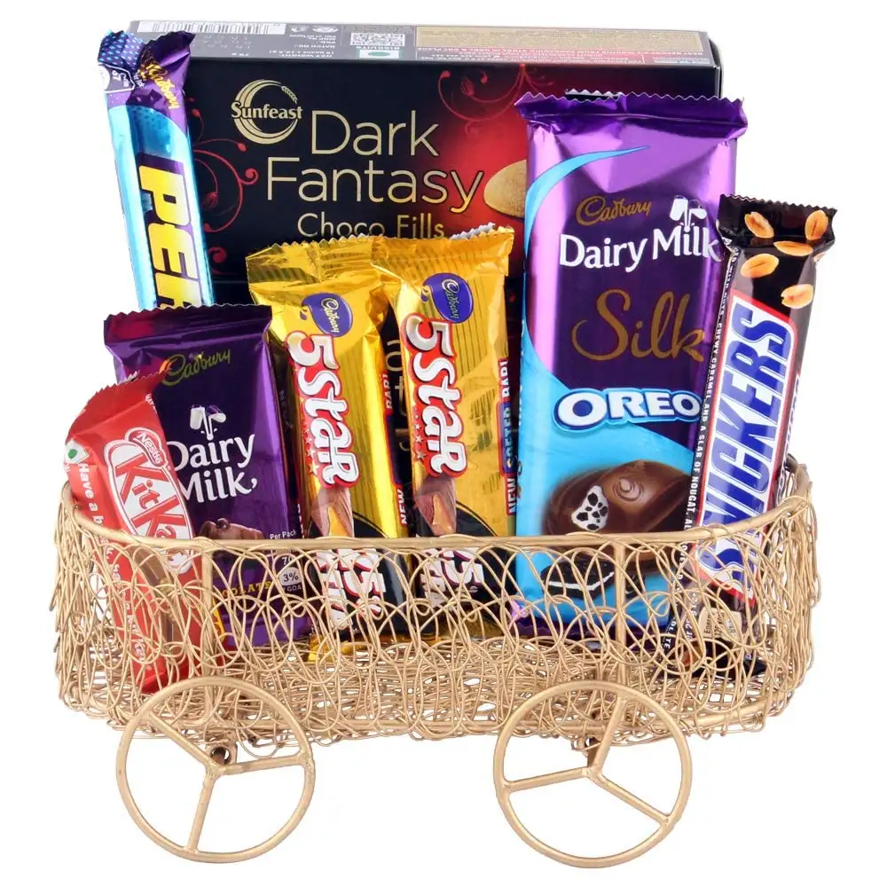 Image for AstonishedRetailChocolateGiftHamperwithMetalCartBasket
