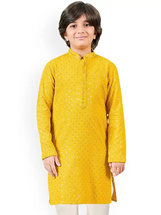 Image for SGYUVRAJ-BoysWovenDesignMandarinCollarKurta