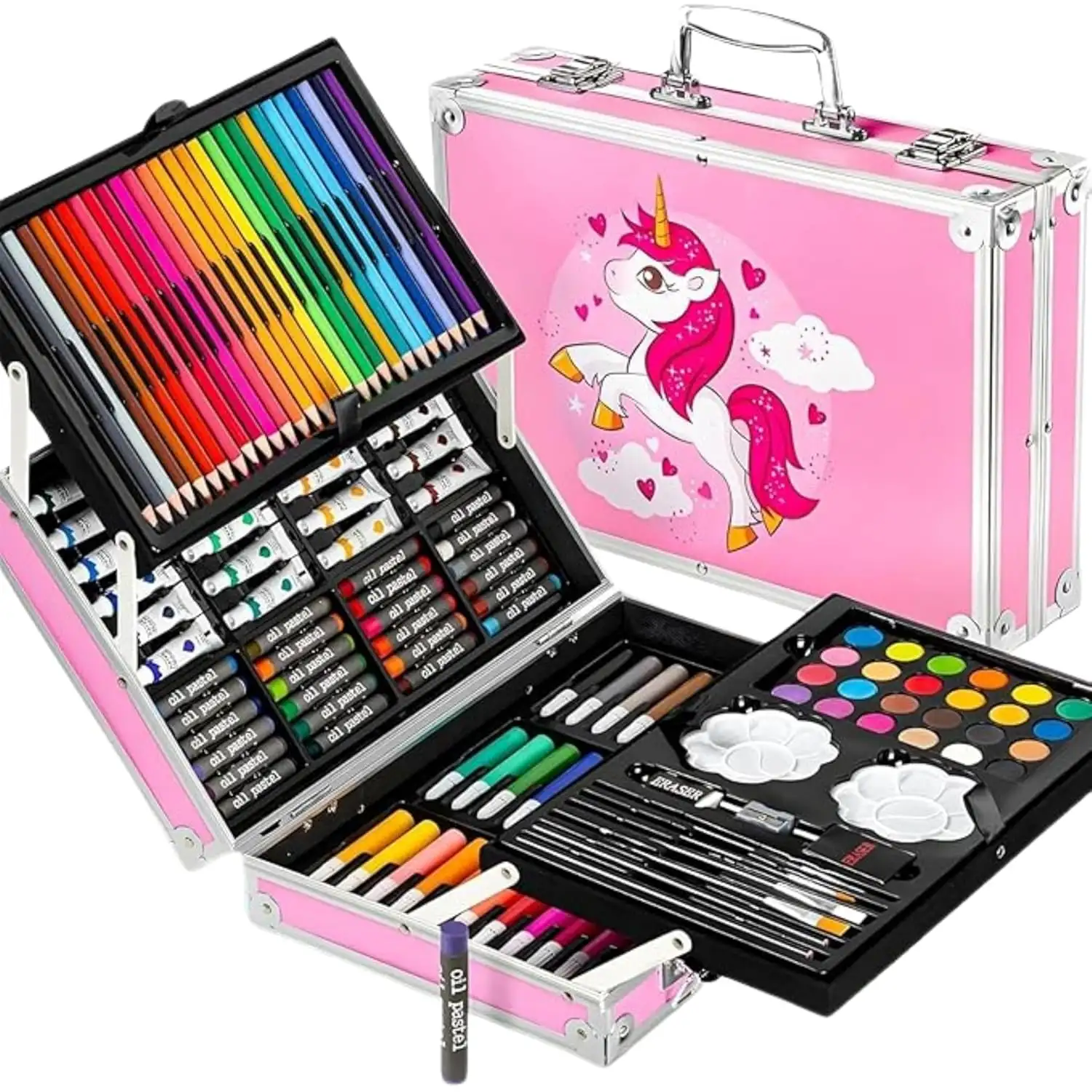 Image for KitchenBloomArtSetforKids%2C145PiecesDrawingKitwithColourPencils%2COilPastels%2CPaintBrushes%2CUnicornThemeArtSet