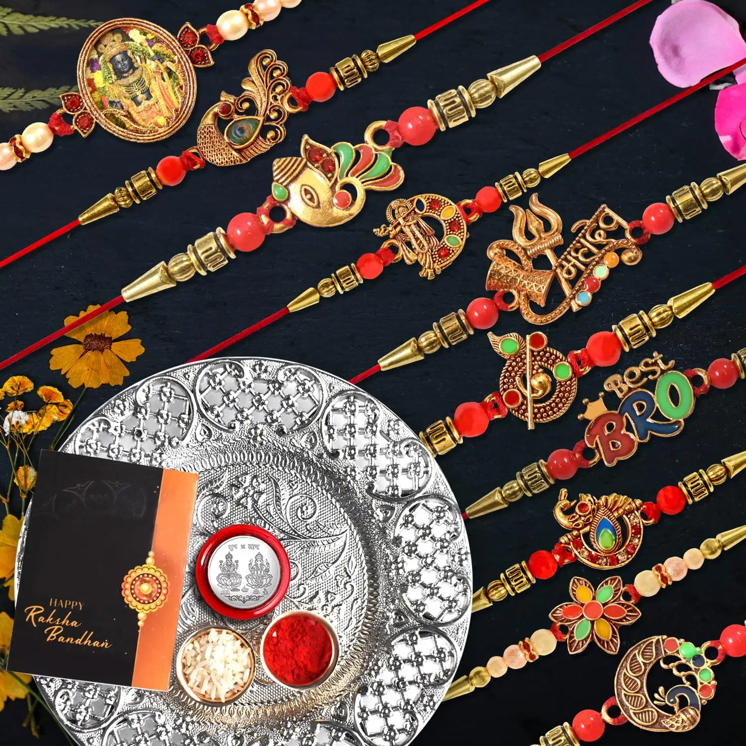 Image for OblivionPoojaThaliwithRakhiSetforBrother