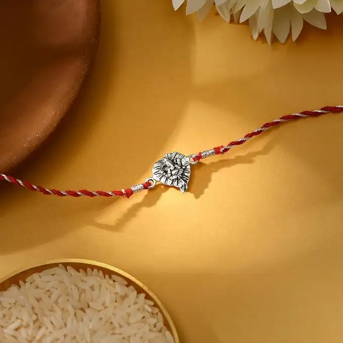 Image for GIVA925SilverOxidisedSilverGanpatiBlessingsRakhi