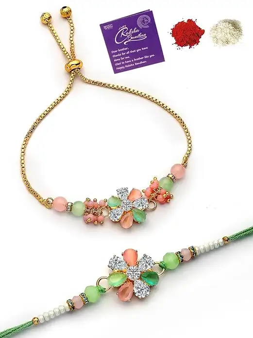 Image for SukkhiRakhiFloralGoldPlatedRakshabandhanCombo