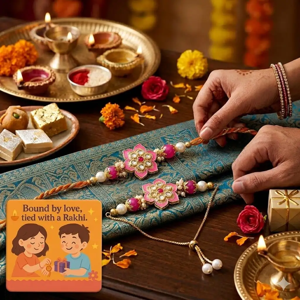 Image for SAUDEEPINDIALumbaRakhiSetforBhaiyaBhabhi