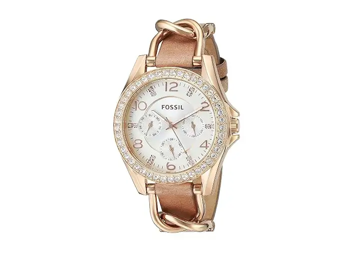 Image for FossilRileyAnalogWhite%26amp%3BBeigeDialWomen'sWatch