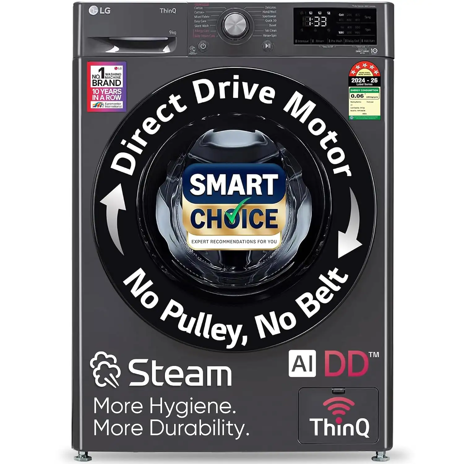 Image for LGSmartChoice%2C9Kg%2C5Star%2CAIDirectDriveTechnology%2CSteam%2C6MotionDD%26amp%3BWi-FiFully-AutomaticFrontLoadWashingMachine