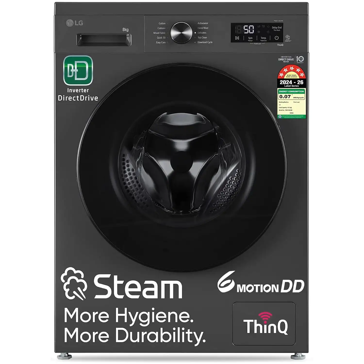 Image for LG8Kg%2C5Star%2CWi-Fi%2CDirectDriveTechnology%2CSteamWash%2C6MotionDD%2CFully-AutomaticFrontLoadWashingMachine