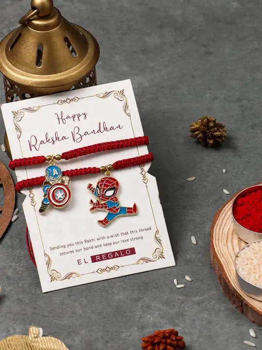 Image for ELREGALO-KidsSetOf2Spider-man%26amp%3BAvengersCharmRakhi
