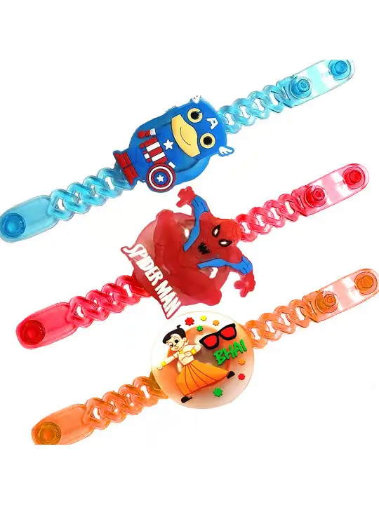 Image for TIEDRIBBONS-Setof3KidsLEDLightBraceletRakhiCombo
