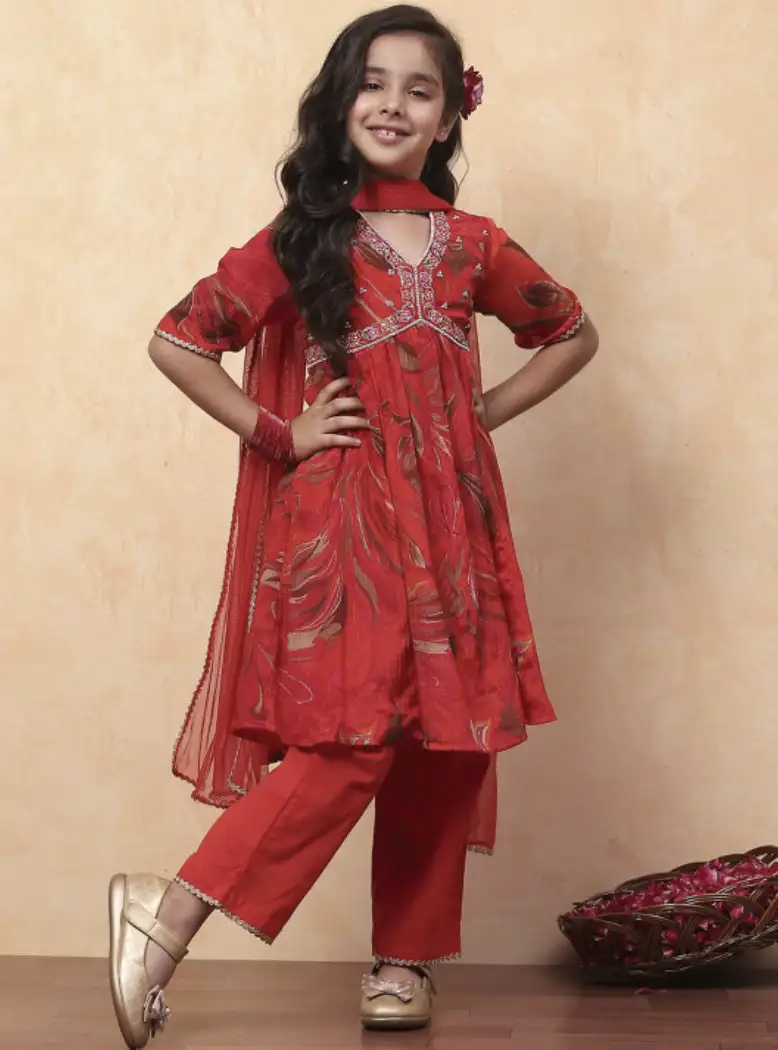 Image for BibaGirlsFloralPrintedAnarkaliKurtawithTrouser%26amp%3BDupatta