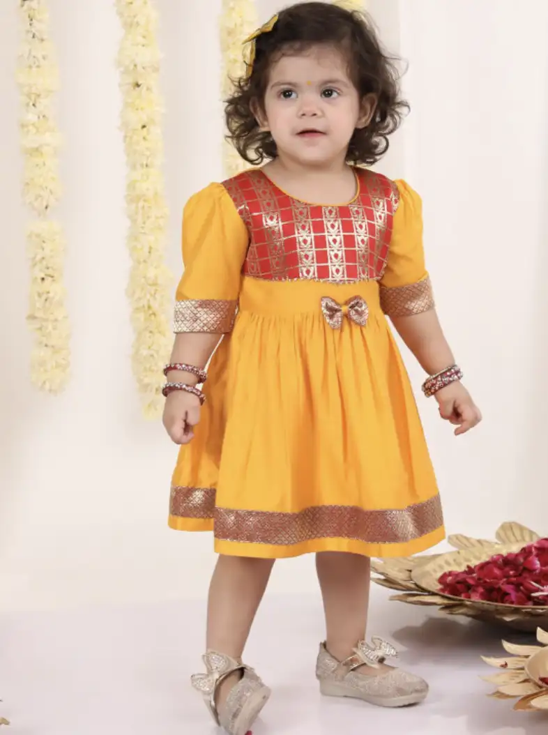 Image for VASTRAMAYInfantGirlsSelfDesignBowFit%26amp%3BFlareEthnicDress