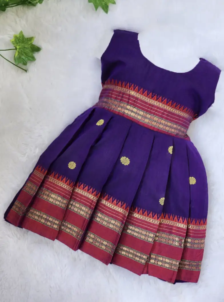 Image for BAESDInfantGirls'PrintedSleevelessVioletCottonGownEthnicDresses
