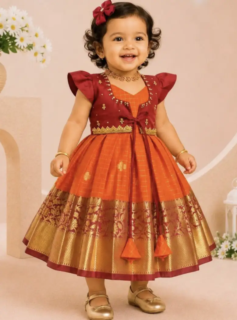 Image for BabypattuEmbroideredV-NeckFitandFlareEthnicDresses