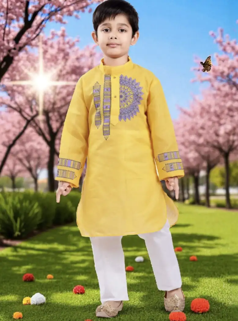 Image for SmuktargarmentsBoysYellowKurta%26amp%3BPyjamaSet