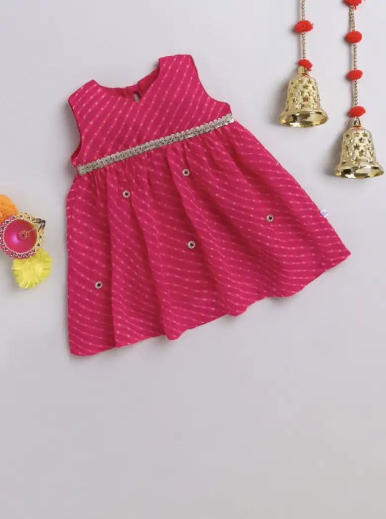 Image for MANYFROCKS%26amp%3BGirlsPrintedEmbellishedDetailFit%26amp%3BFlareKneeLengthDress