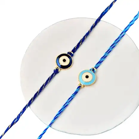 Image for CraftVatikaRakhiSetof2BlueEvilEyeBraceletRakhi