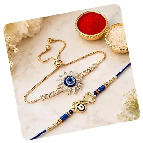 Image for CraftVatikaEvilEyeBraceletRakhiSet