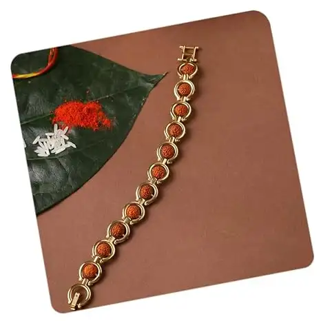 Image for CraftVatikaRudrakshaBraceletRakhiforBhaiya