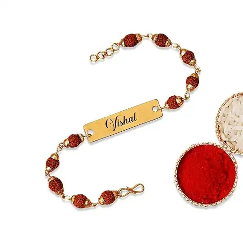 Image for Customise%26amp%3BPersonalisedRudrakshaRakhiBraceletwithName