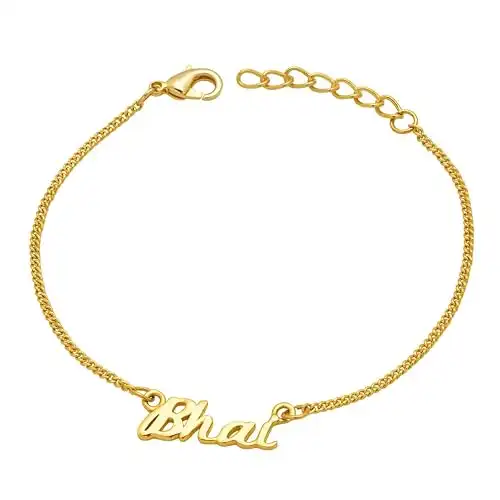 Image for VOYLLAGold-TonedBraceletEngravedwithTheWord'Bhai'Bracelet