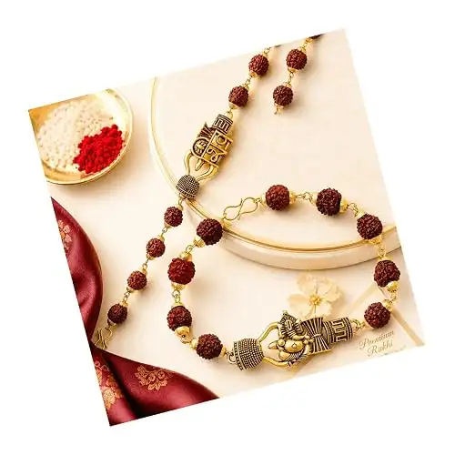 Image for TIEDRIBBONSRakhiforBrother-RudrakshaTrishulBracelet