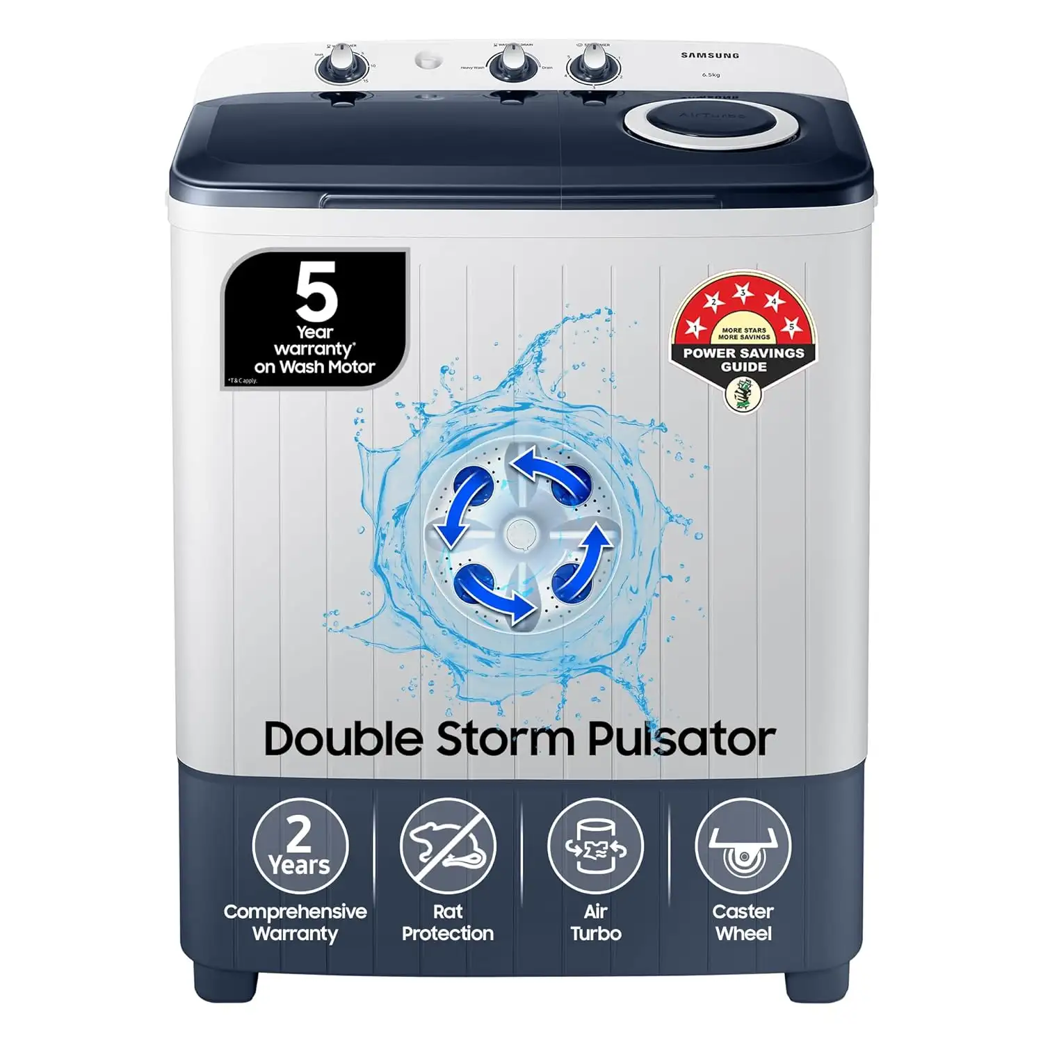 Image for Samsung6.5kg%2C5star%2CSemi-AutomaticTopLoadWashingMachine