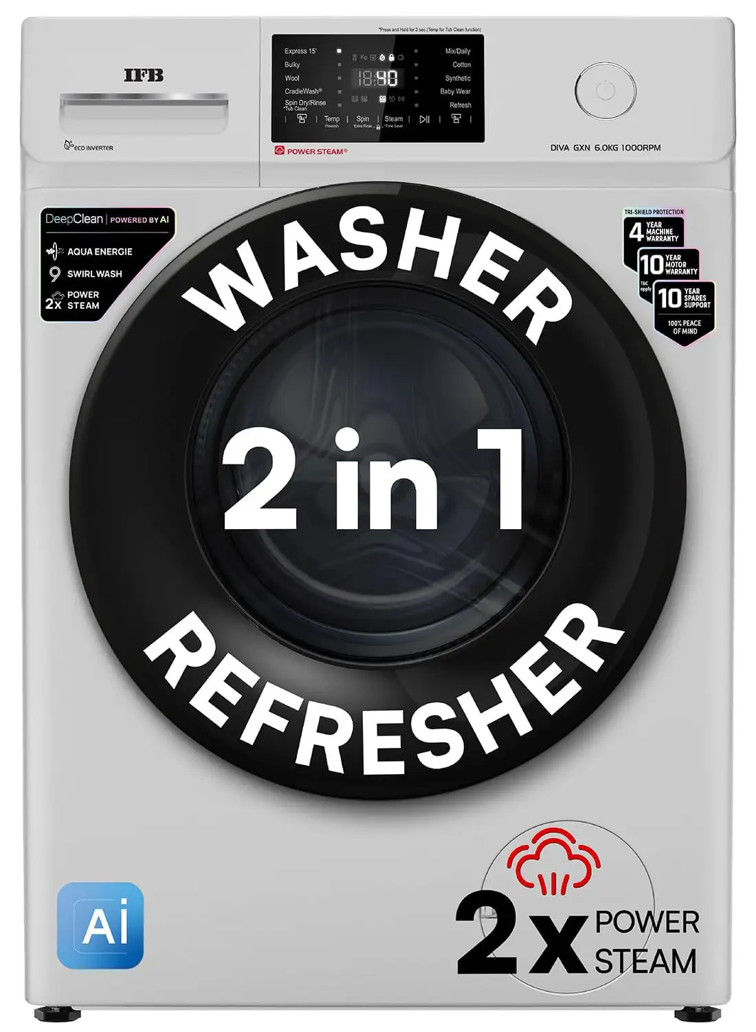 Image for IFB6Kg5Star%2CDeepClean%C2%AETechnology%2CAIPowered%2CFullyAutomaticFrontLoadWashingMachine