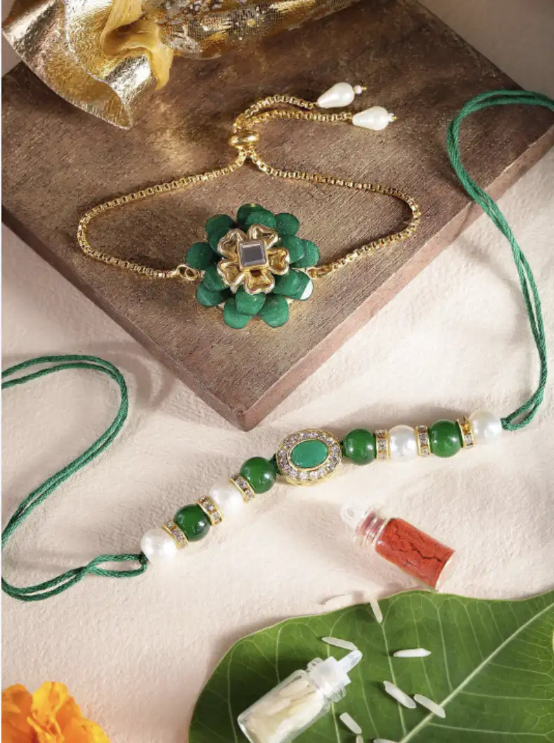 Image for SangriaArtificialStones%26amp%3BBeadsBhaiBhabhiThreadRakhicomeswithRoli%26amp%3BRice