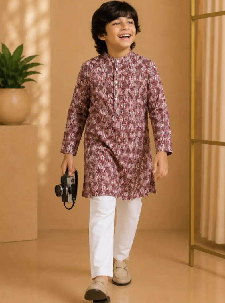Image for BAESDBoysEthnicMotifsPrintedRegularKurtawithTrousers