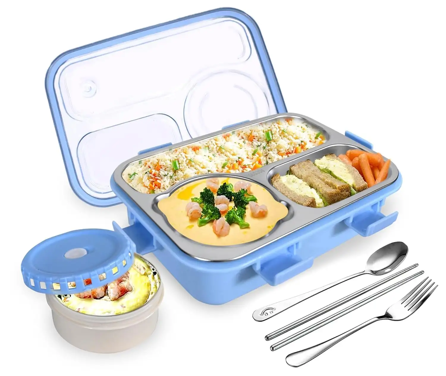 Image for TECTAVAKKAL3CompartmentStainlessSteelLunchBox