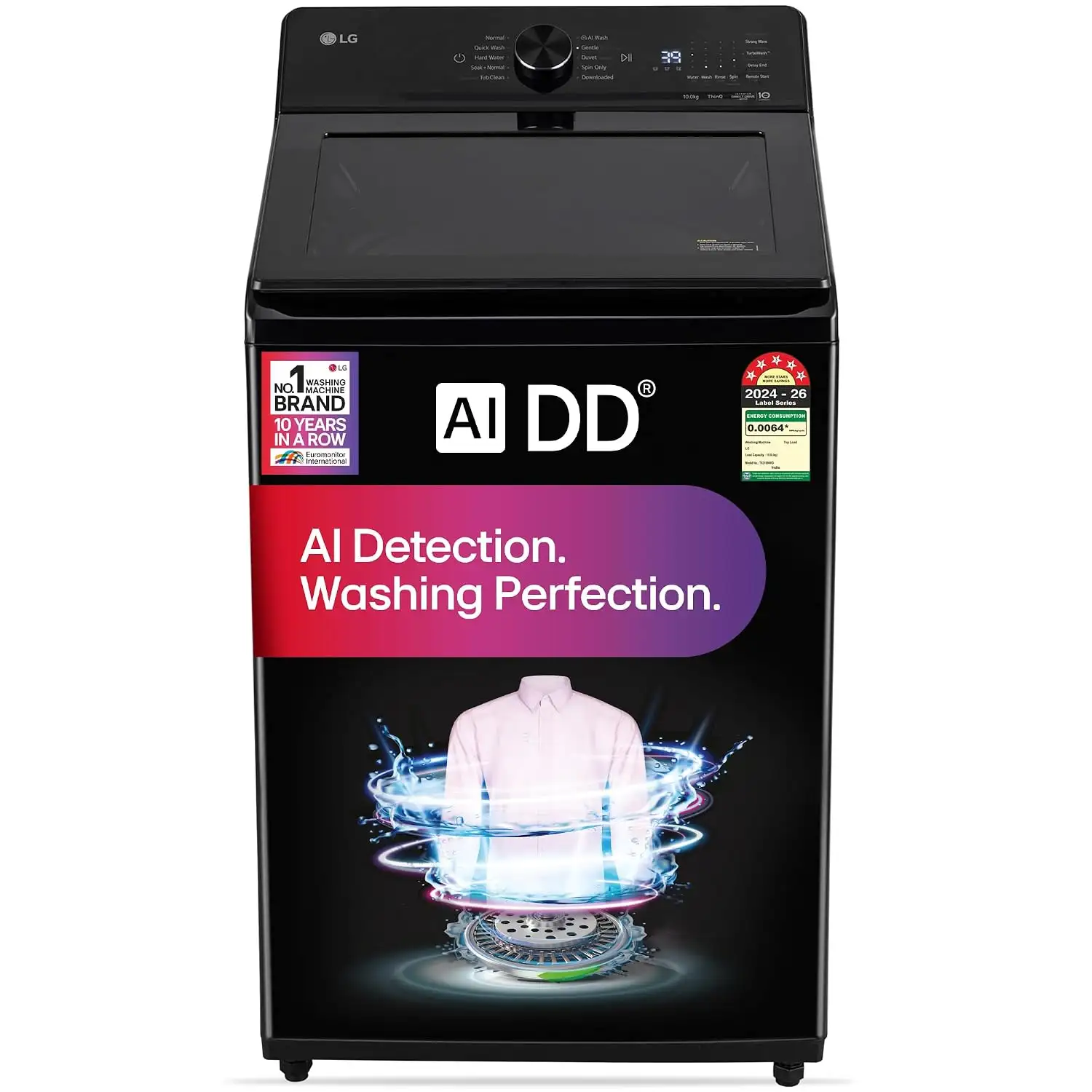 Image for LG10Kg%2C5Star%2CAIDirectDriveTechnology%2CWi-FiEnabled%2CInverterDirectDrive%2CFullyAutomaticTopLoadWashingMachine