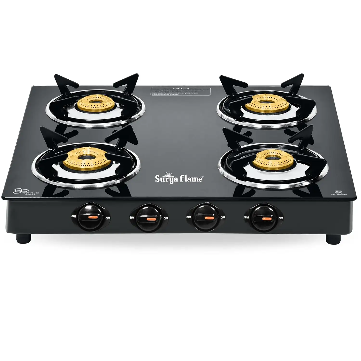 Image for SuryaFlame4BurnerGlassTopGasStove