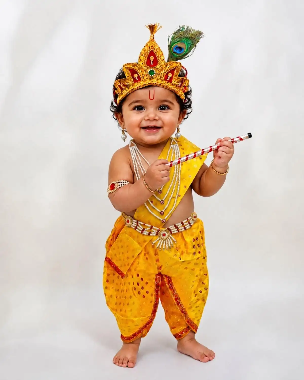 Image for BookMyCostumePolyesterKrishnaYellowPolkaDotCostume