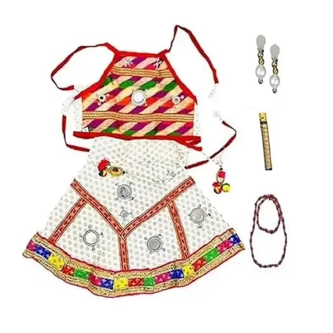 Image for PKHUBKidsEthnicWhiteRadhaDressLehengaCholi