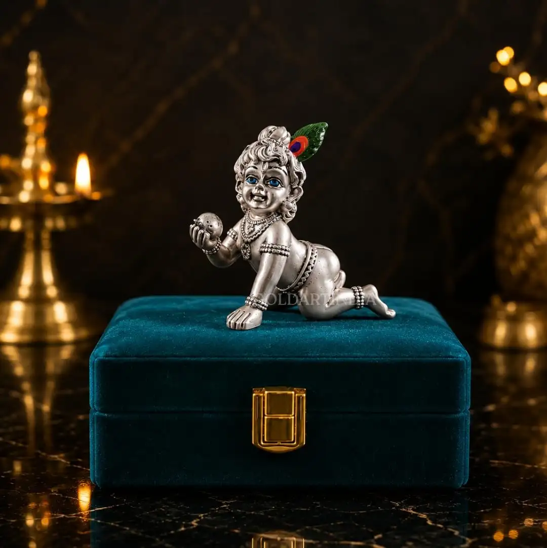Image for GoldArtIndia999SilverPlatedBalKrishnaIdol