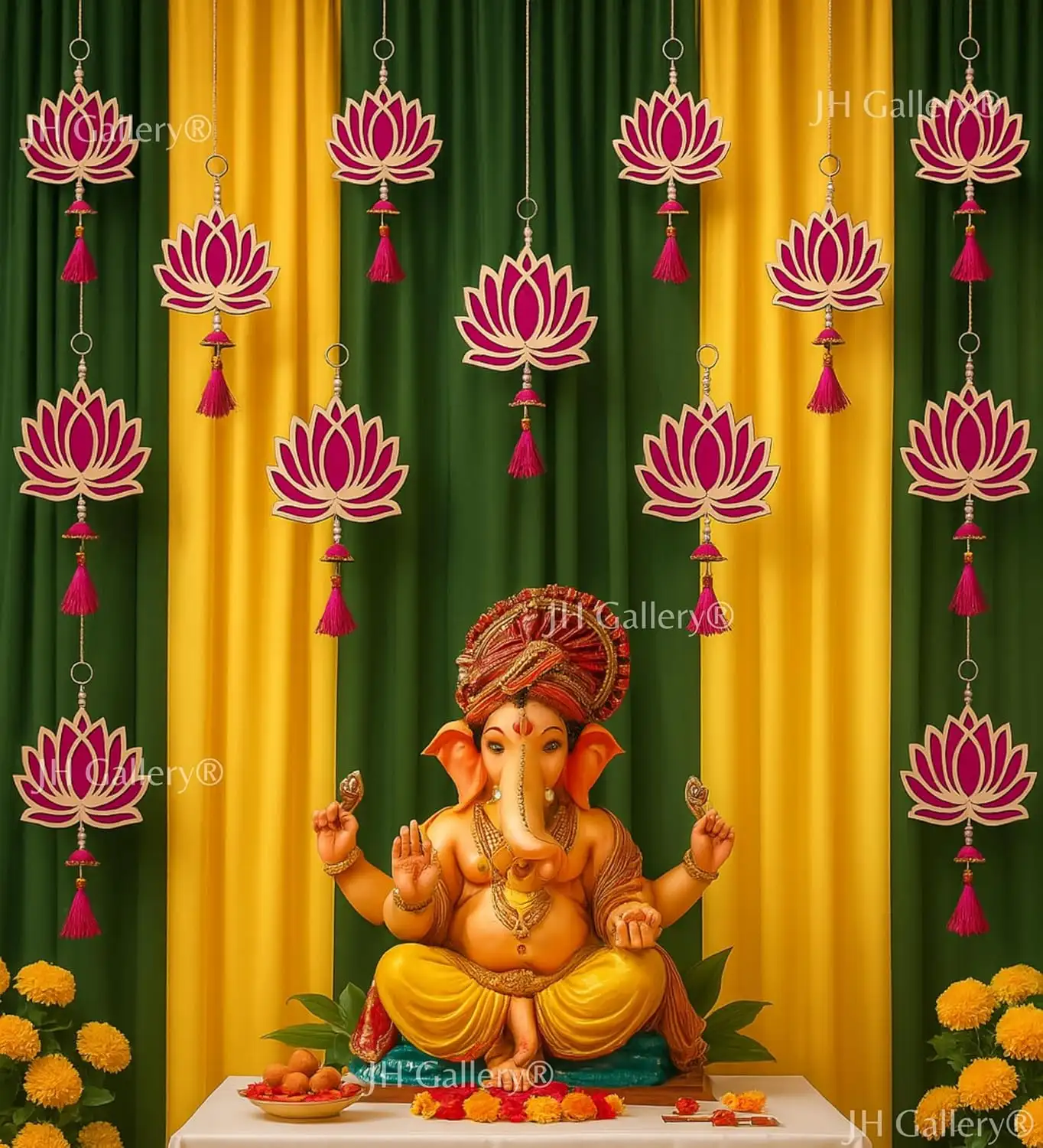 Image for JHGalleryLotusHangingforGanpatiDecorationSetup