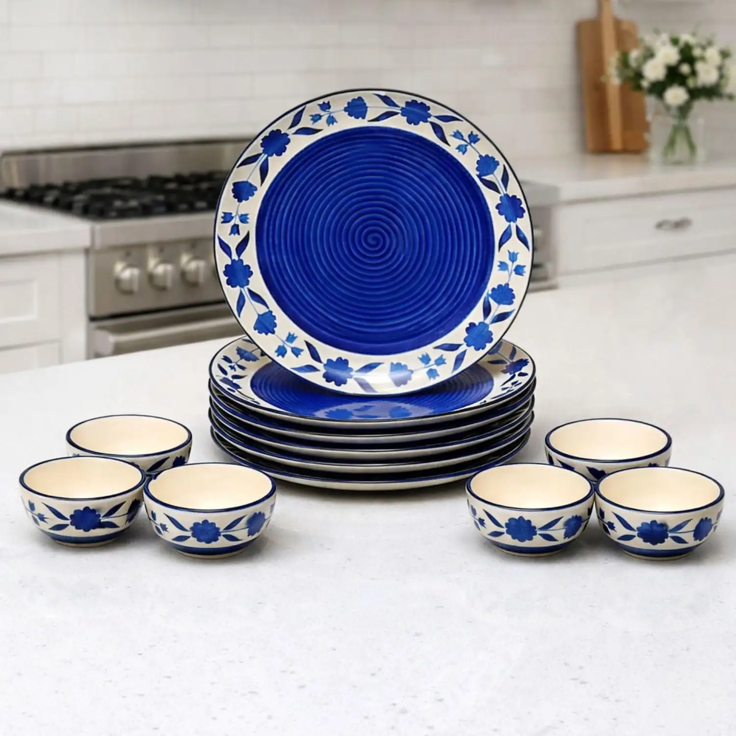 Image for FreakwayHand-PaintedFloralCeramicDinnerSet