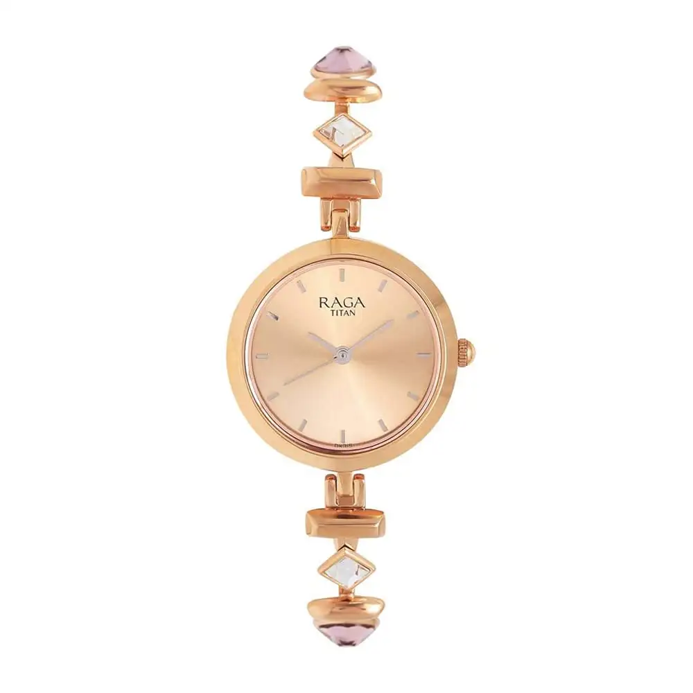 Image for TitanRagaFacetsRoseGoldDialWomenWatchWithStainlessSteelStrap