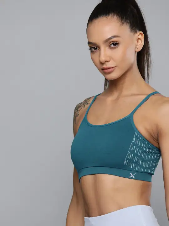 Image for HRXbyHrithikRoshan-SeamlessWomenTealBlueRapidDryYogaSportsBra