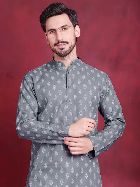 Image for Jompers-GeometricEmbroideredPureCottonChikankariKurta