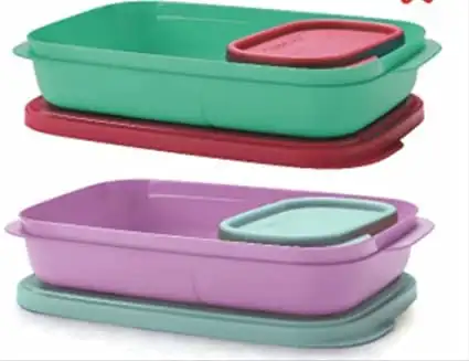 Image for TupperwarePlasticLunchBox590mlPackof2with4Container