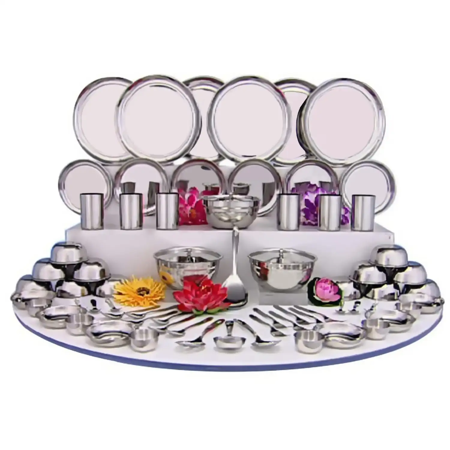 Image for Shri%26amp%3BSamStainlessSteelDinnerSetShagun(70PcsSet)