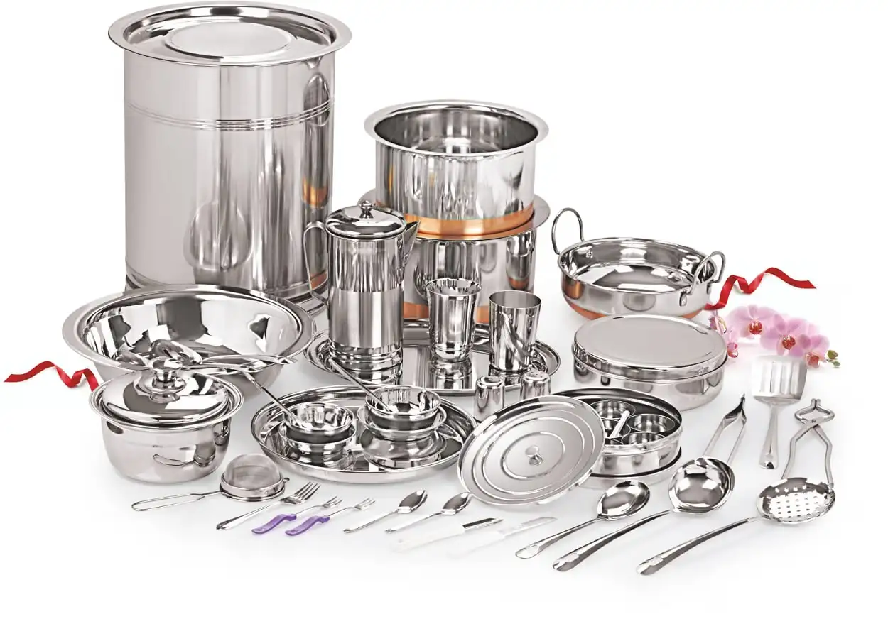 Image for NeelamStainlessSteelDinnerSetPRM101PiecesSet%2CIdealGiftingDinnerSet