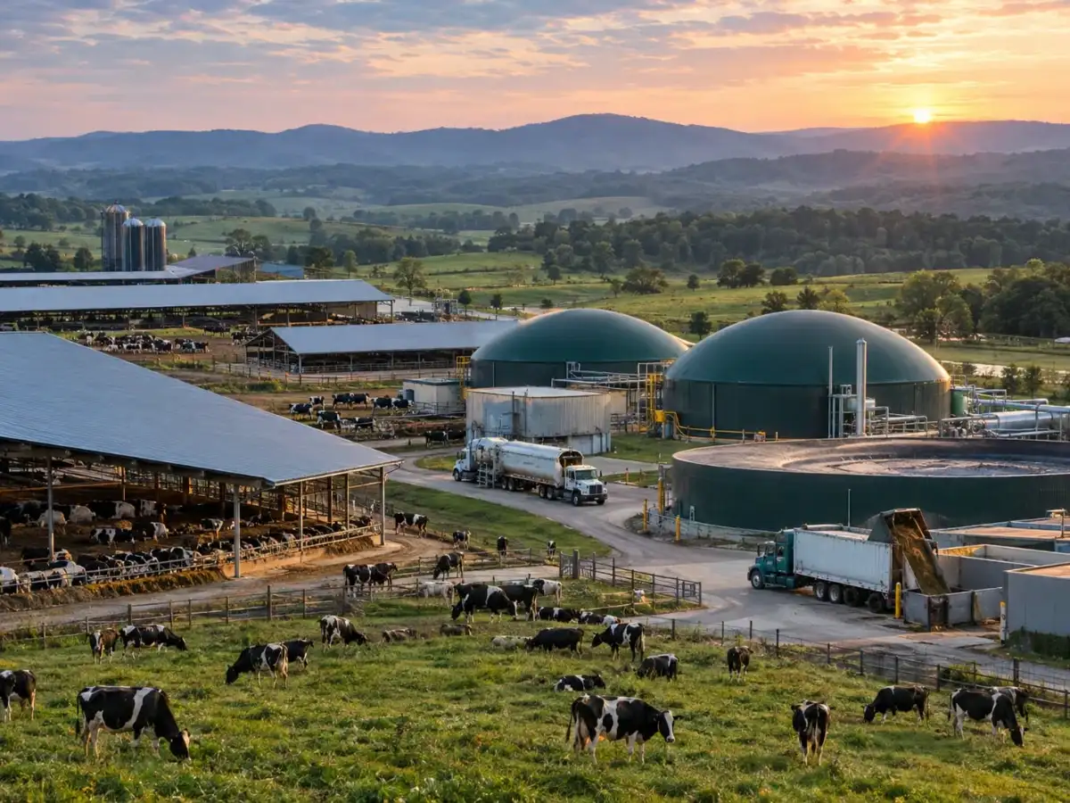 A Virginia dairy takes 105,000 tons of discarded food and drink each year instead of sending it to waste; it becomes renewable gas 