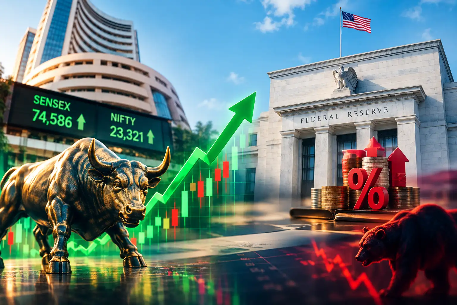 Sensex rises 200 points, Nifty above 23,300 despite Fed rate hike. Why bears may be ready to pounce