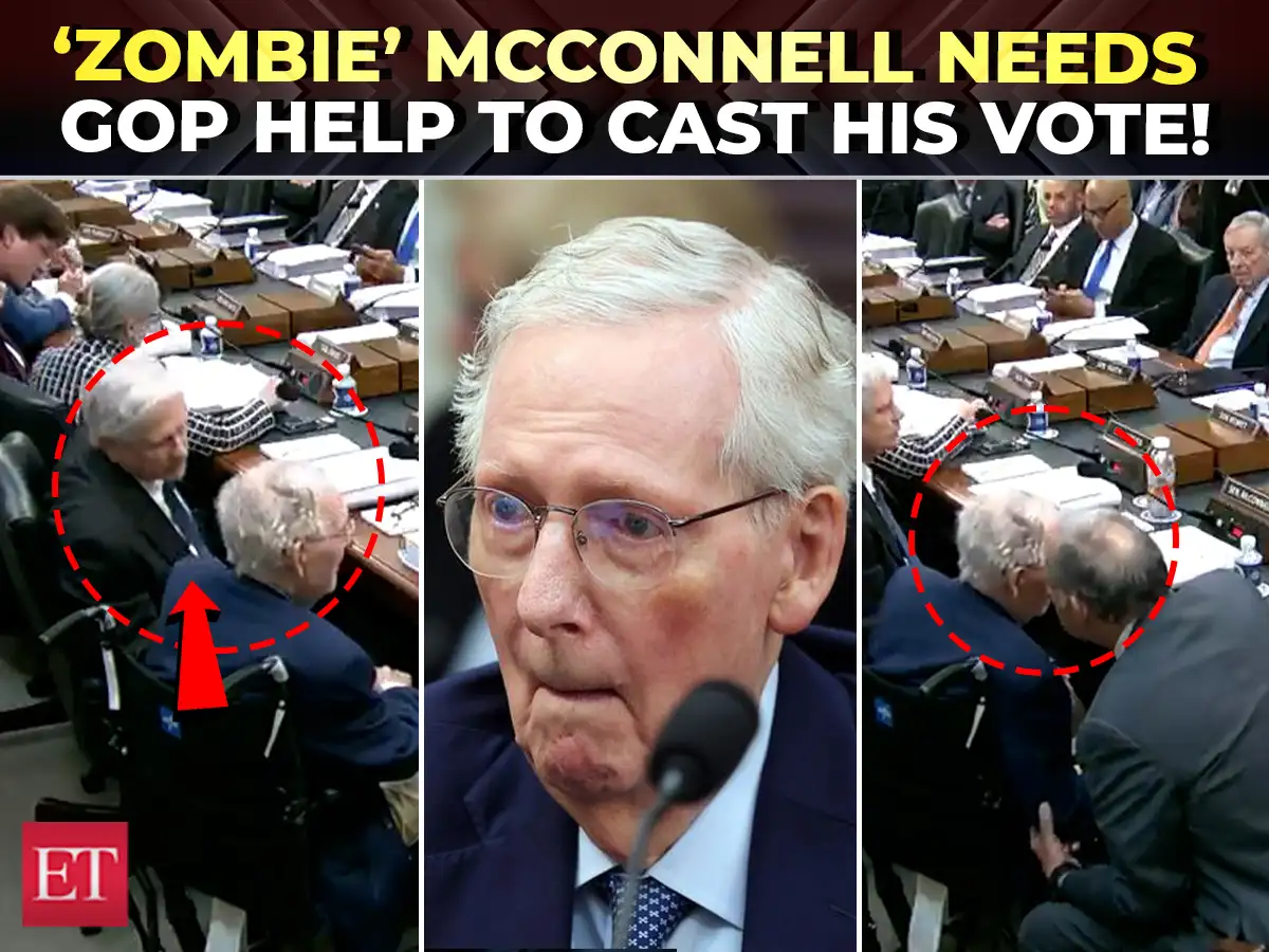 ‘You gotta go, Mitch’: Internet erupts as Sen. Hoeven 'guides' 'brain-dead' McConnell on how to vote 