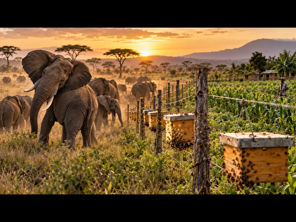 Kenya’s farmers turn to beehive fences to keep crop-raiding elephants away, creating a surprising path toward human-elephant coexistence 