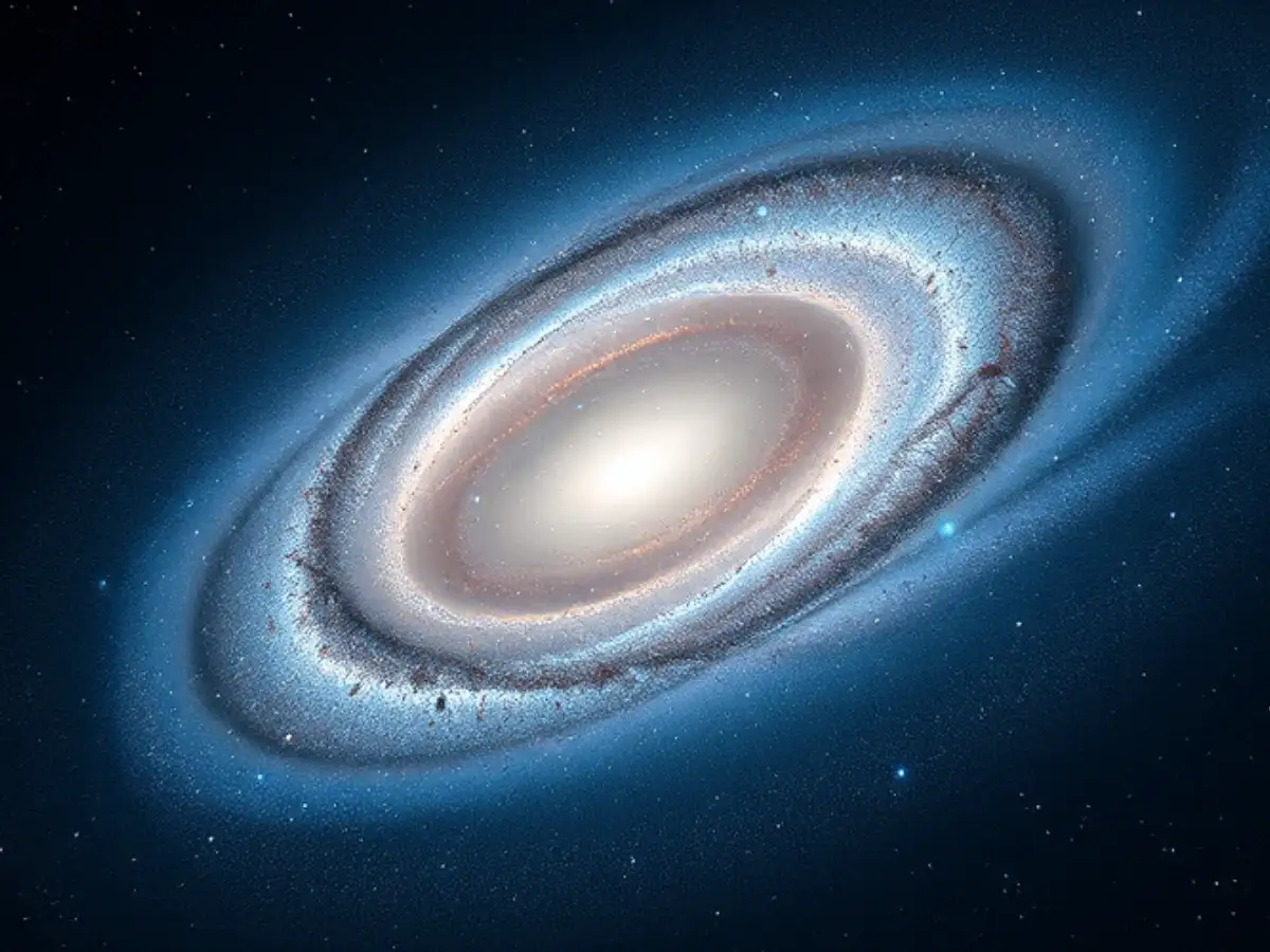 55 million light-years away, scientists spot something unusual: A strange galactic collision may have left this spiral galaxy with a centre that spins sideways 