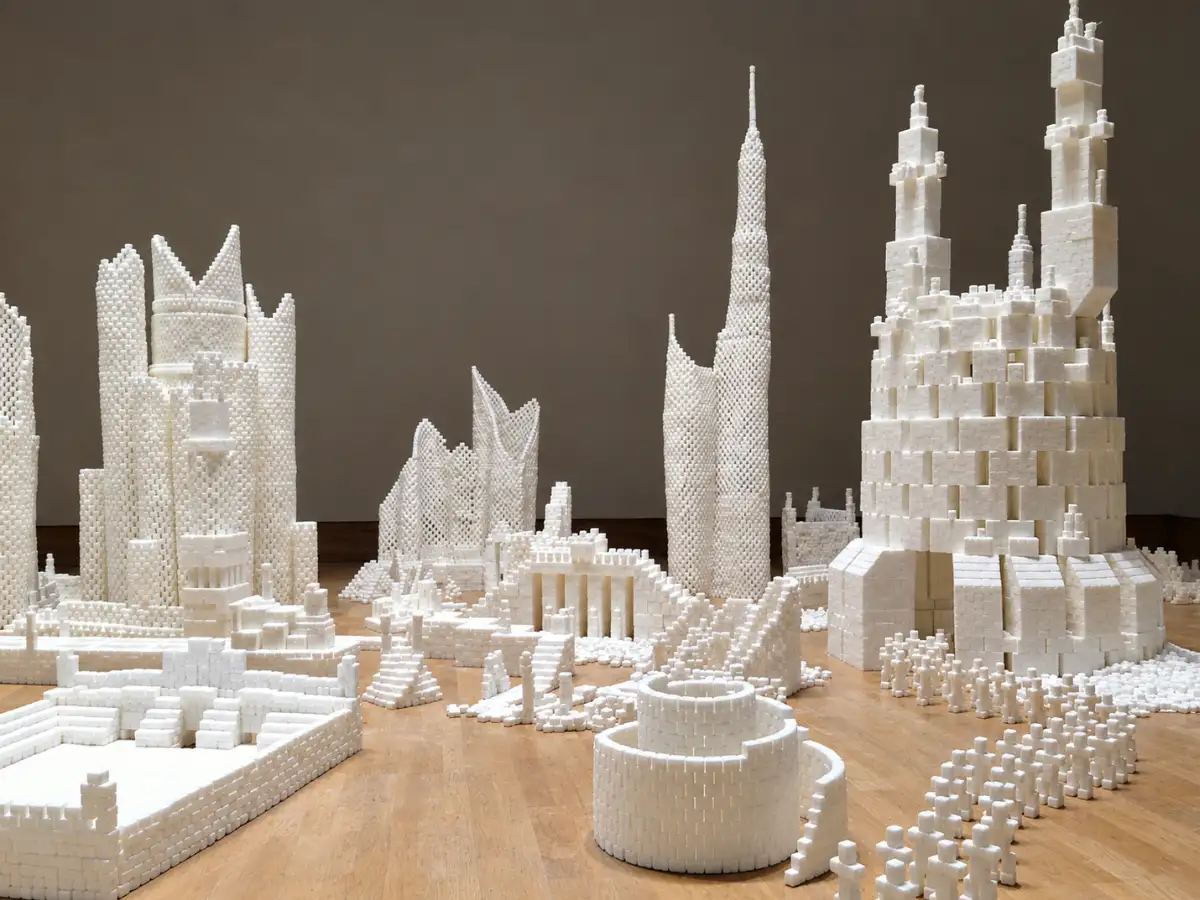 In 2013, Belfast sculptor Brendan Jamison used 500,000 sugar cubes and help from more than 5,000 visitors to build a miniature city that stayed on view into 2014 